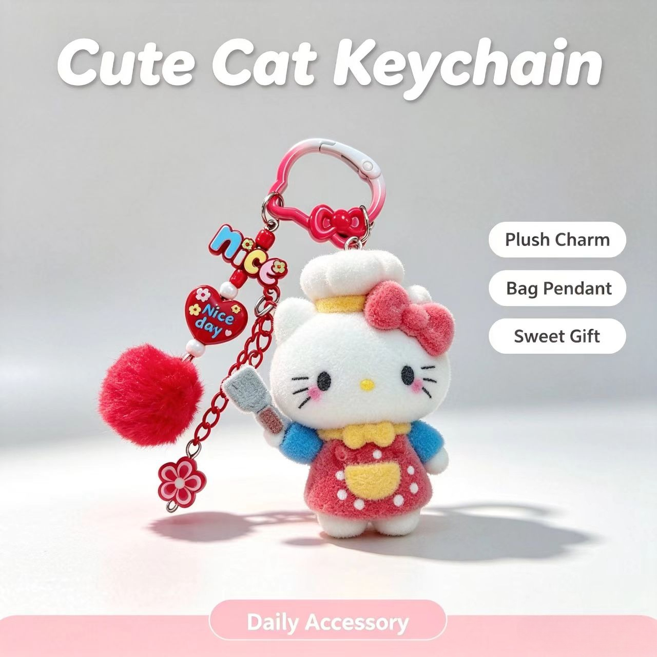 Women Accessories Trending - พวงกุญแจแมวแฟชั่นน่ารัก ตุ๊กตาเชฟ ตกแต่งกระเป๋า พวงปอมปอม ของขวัญสำหรับผู้หญิง