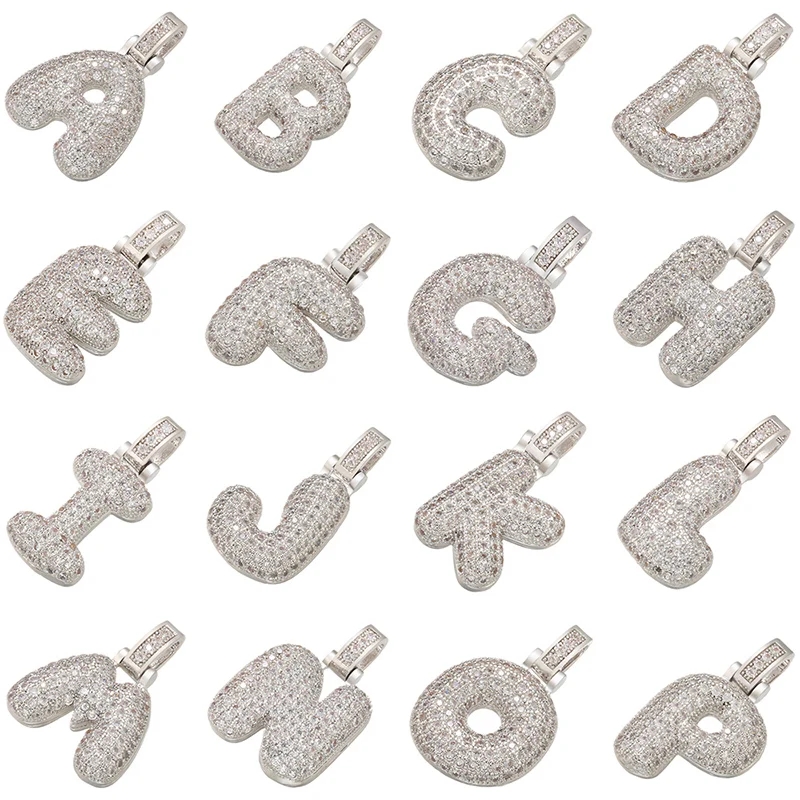 Charm Necklace Dainty - จี้ตัวอักษรสีเงินขนาด 20x29 มม. สำหรับผู้หญิง งานแฮนด์เมด DIY