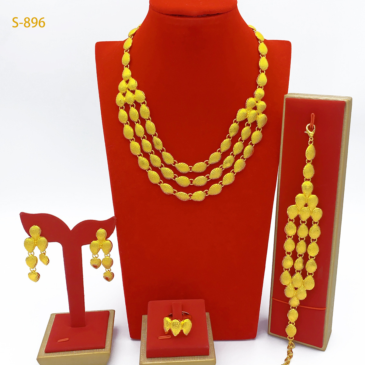 Charm Necklace Dainty - ชุดเครื่องประดับเจ้าสาวแบบหยดน้ำ ทอง 24K AU999 - ลูกปัดประณีต