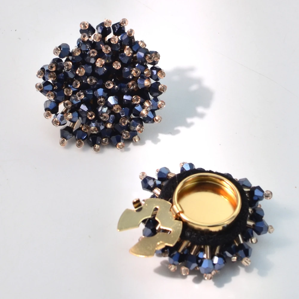 Women'S Accessories And Jewelry - ตัวครอบกระดุมแบบหรูหรา 2 ชิ้น ทำด้วยมือ ประดับด้วยลูกปัดคริสตัล สำหรับผู้หญิง