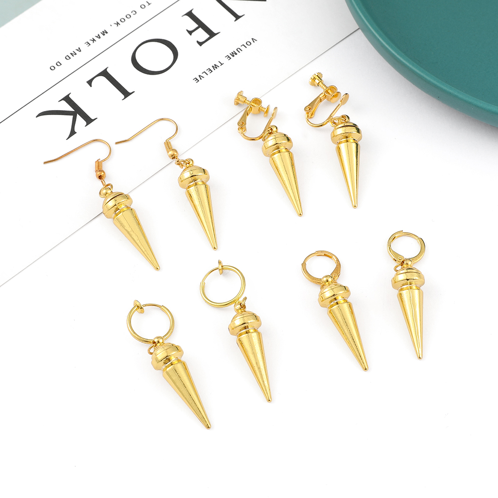 Women Accessories Trending - ต่างหูแฟชั่นสไตล์อนิเมะสีทอง ดีไซน์เรียบง่าย เหมาะสำหรับคอสเพลย์ เครื่องประดับสุดหรู โดดเด่นมีเอกลักษณ์ สำหรับผู้หญิง