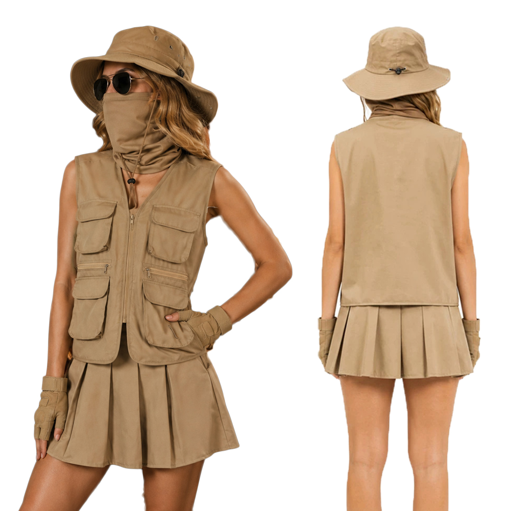 Women'S Accessories Clothing - นักสำรวจกลางแจ้งเสื้อผ้าอุปกรณ์เสริมหมวกเดินป่าตกปลาผจญภัยเครื่องแต่งกายคอสเพลย์ฮาโลวีนชุดเครื่องแต่งกายหญิงผู้ใหญ่ชุด