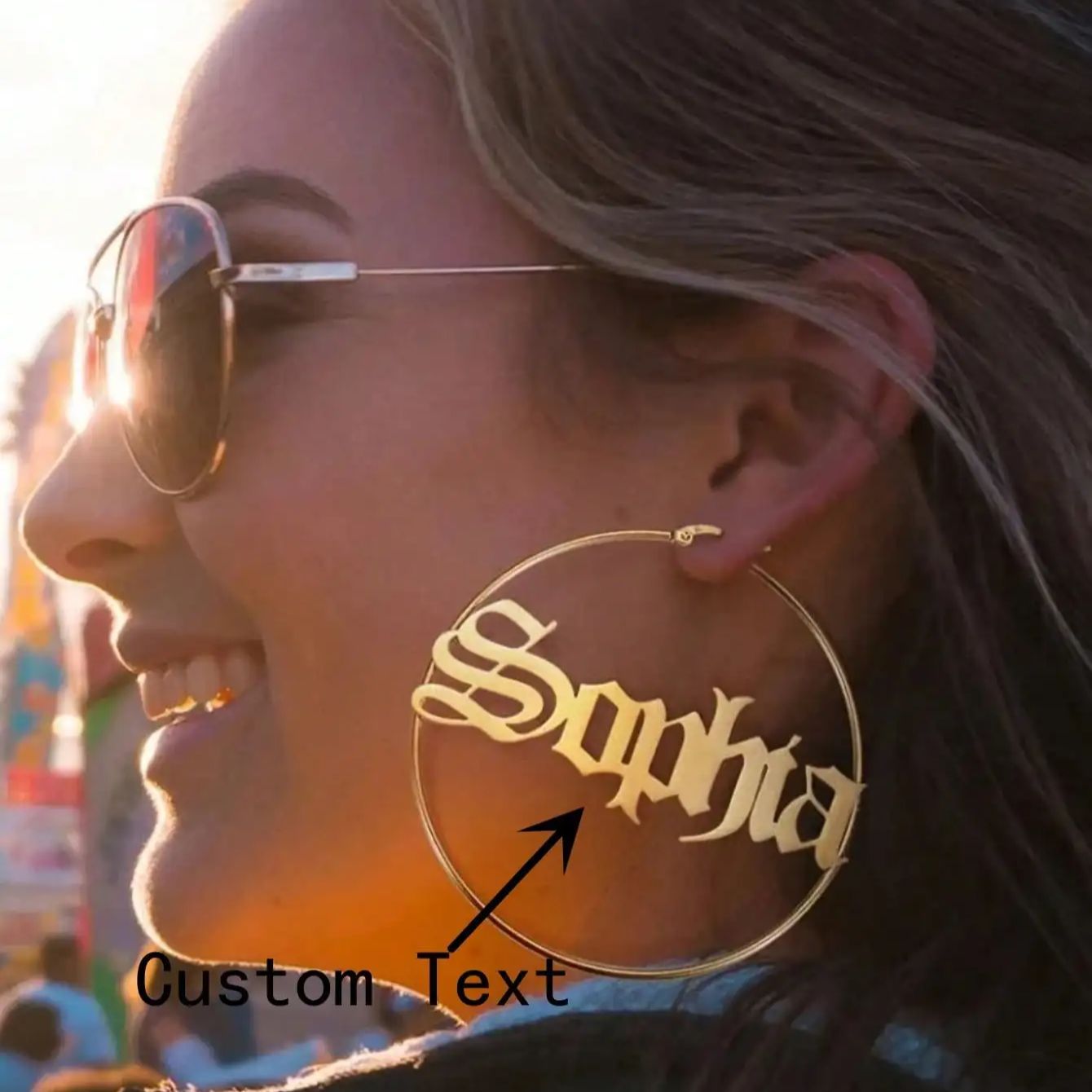 Women Accessories Name In English - CUSTOM Old ชื่อภาษาอังกฤษ Hoop ต่างหูสําหรับผู้หญิง Gothic