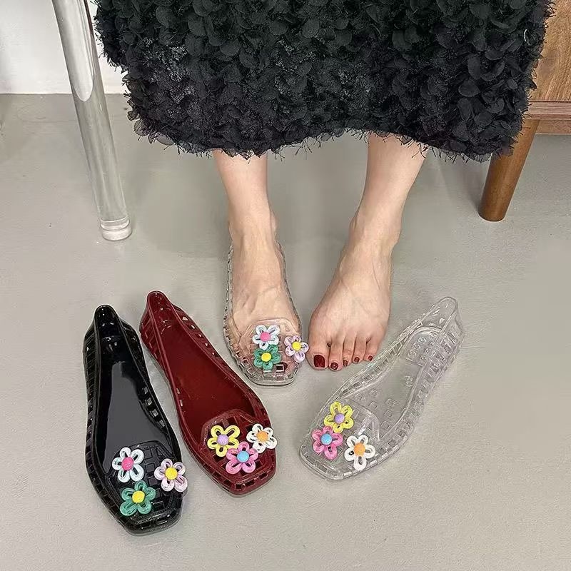 รองเท้าเจลลี่ลายดอกไม้แฮนด์เมด - Women Accessories Trending บทวิจารณ์และราคา
