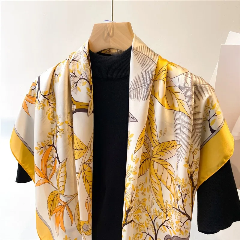 ผ้าพันคอไหมสีเหลืองใบไม้ร่วง 7 - Women'S Yellow Accessories บทวิจารณ์และราคา