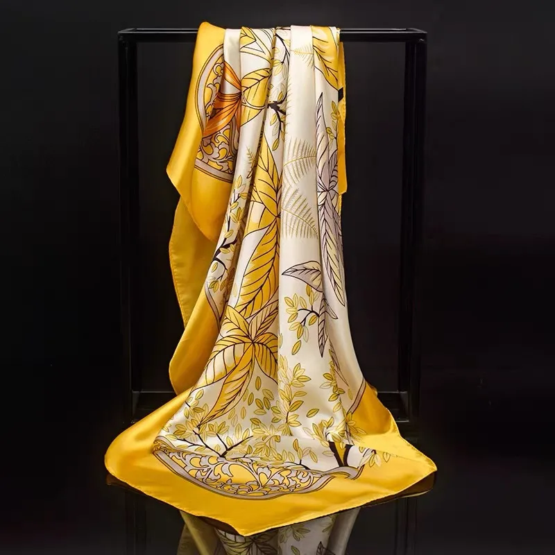 ผ้าพันคอไหมสีเหลืองใบไม้ร่วง 7 - Women'S Yellow Accessories บทวิจารณ์และราคา