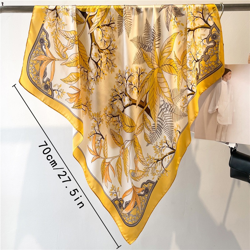ผ้าพันคอไหมสีเหลืองใบไม้ร่วง 7 - Women'S Yellow Accessories บทวิจารณ์และราคา