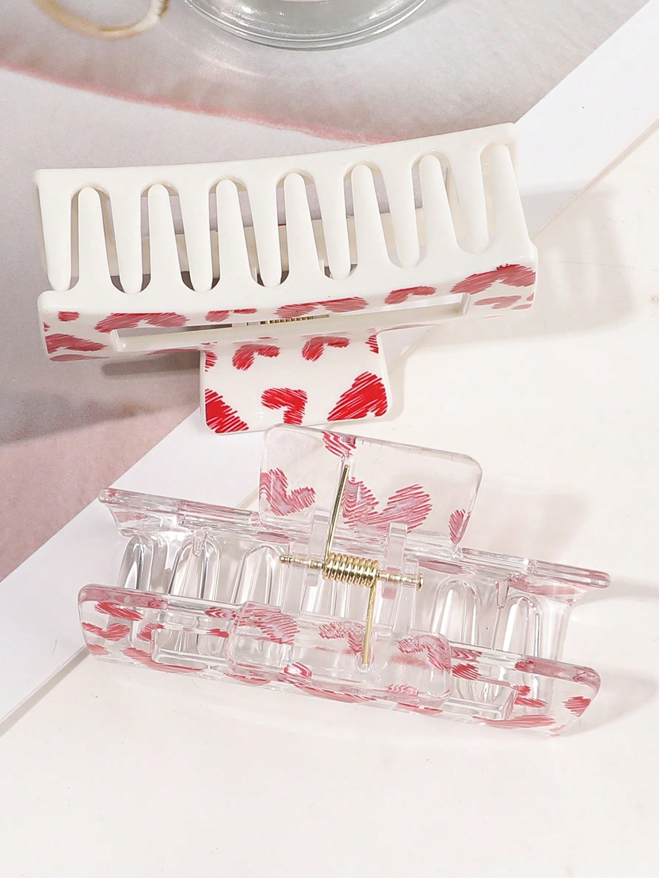 กิ๊บติดผมลายรักสีชมพู 3 ชิ้น ส - Hair Claw Clip Set บทวิจารณ์และราคา