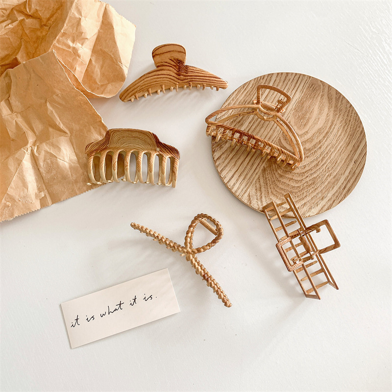 Vintage หลายไม้ Grain ผม Claws - Hair Claw Clip Set บทวิจารณ์และราคา